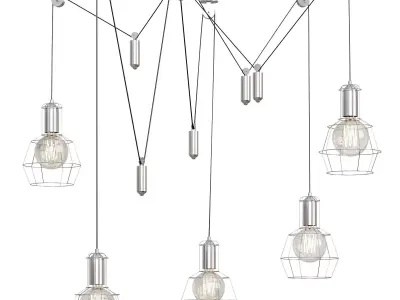 Bingham Caged Bulbs Industrial Pendant Light Low-poly 3D model