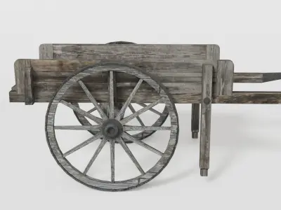 Old station wheelbarrow Low-poly 3D model