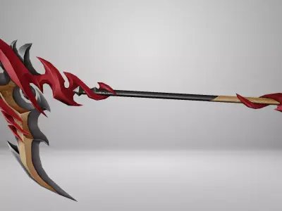 Futuristic Scythe Low-poly 3D model 6