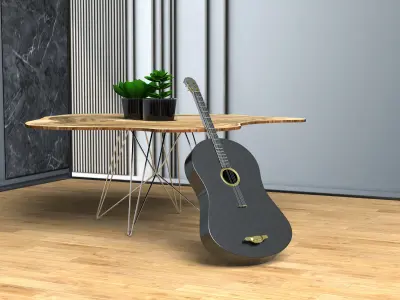 Classic Box Guitar 3D Model Musical Instrument  Free 3D model