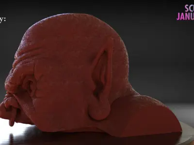 Orc Bust Eyes and Ears Part 2 Timelapse and Model 3D print model