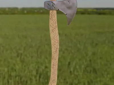 Game ready RUNIC AXE Free low-poly 3D model