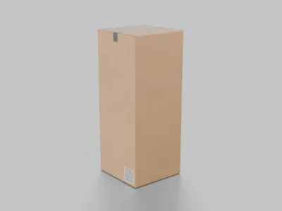 Cube Tall Cardboard Box - Rigged and Fully Customizable Low-poly 3D model
