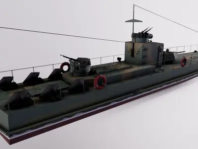 Small river armored boat project 1125 Low-poly 3D model