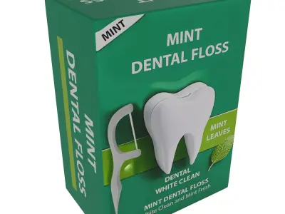 Floss and toothpicks Box Low-poly 3D model