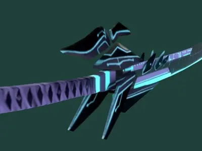 Futuristic SciFi Samurai Sword 1 Low-poly 3D model