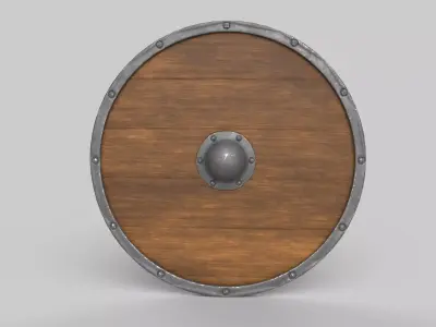 Shield wooden Low-poly 3D model