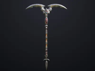  Battle Axe 05 All PBR Unity UE Textures Included Low-poly 3D model