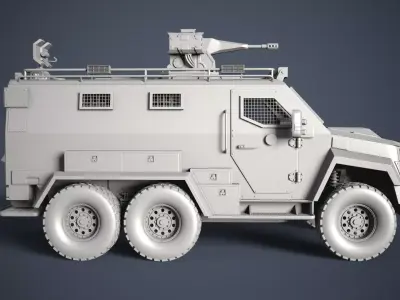 Armored Tactical Truck Type-2 HighPoly 3D model