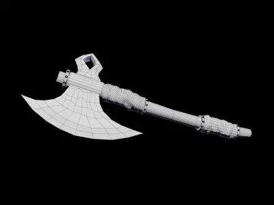 Battle Axe Low-poly 3D model 3
