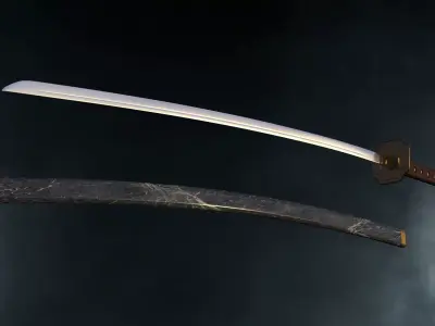 Katana samurai sword 3D model 8