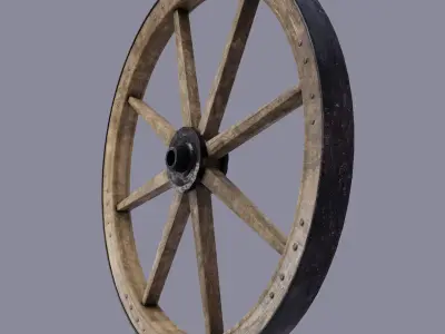 Medieval Wheel Low-poly 3D model