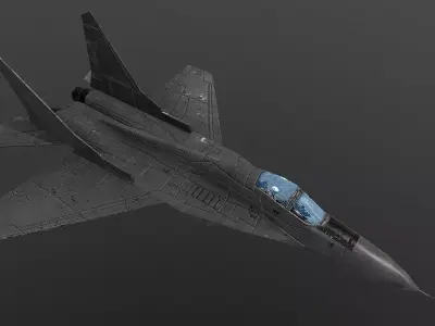 MiG-29 fighter jet flying in sky Low-poly 3D model