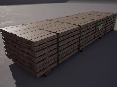 Pine Timber Wood Stack Pallet 3D model