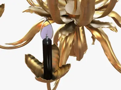 Mid-Century Brutalist Brass Chandelier 3D model