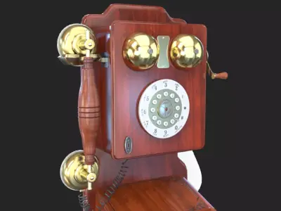 Vintage Rotary Wall Phone 3D model