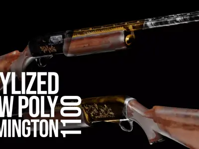 Low Poly Remington 1100 Low-poly 3D model