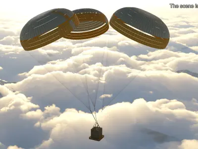 Subscale Parachute Triple with Cargo Yellow 3D model
