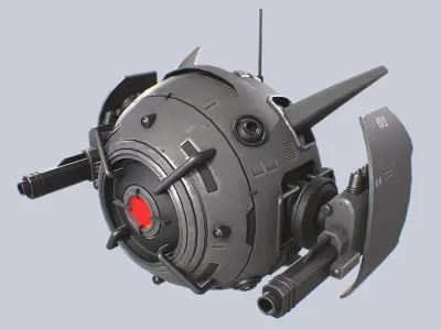 Sphere drone Low-poly 3D model