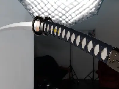 Katana model samurai sword hanging on wall Free low-poly 3D model