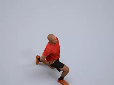 00373Carl006 - Adult Black male crouching while exercising in 3D model