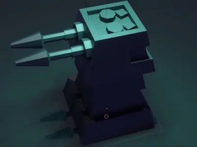 3d gun robot in water Free low-poly 3D model