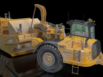 Cat 637k Scraper Dirt Rigged 3D model