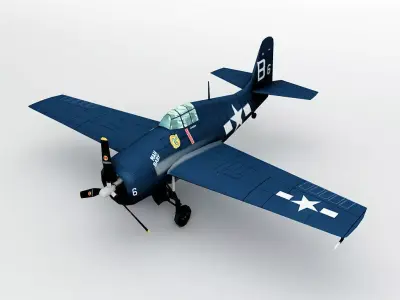 Grumman FM2 Wildcat Aircraft LOW Low-poly 3D model