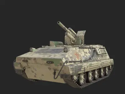 4 coatings of PLA Army PLZ70 122mm self-propelled howitzer Low-poly 3D model