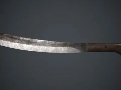 Long Machete Knife PBR Game Ready  Low-poly 3D model