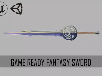 Game Ready Fantasy Sword Low-poly 3D model
