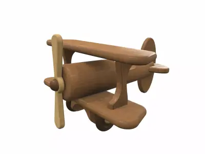 Wooden airplane toy 2 Free 3D model