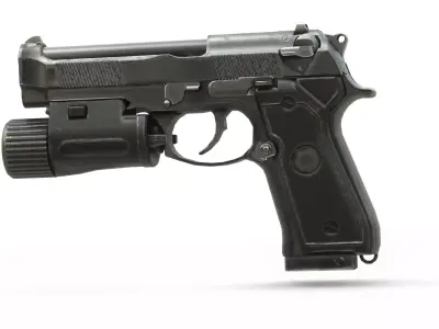 Realistic 9mm Baretta 3D Model with Rigging Magazine and Bullets Low-poly 3D model
