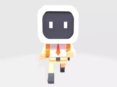 robot with backpack Low-poly 3D model