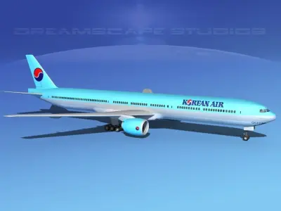 Boeing 777-300 Korean Airlines 3D model