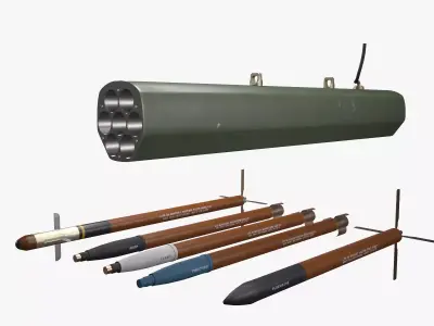 Rocket Launcher FZ220 With Missiles Low-poly 3D model
