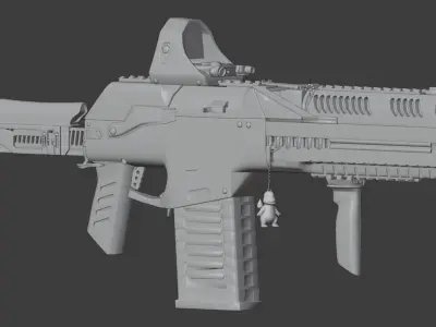 Gun model AK  cyberpunk Low-poly 3D model