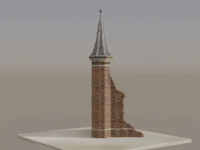 Rudimentary Brick Ruin Tower 3D model