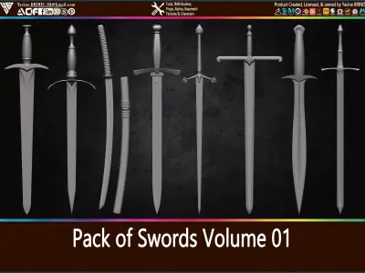 Pack of Swords Volume 01 Low-poly 3D model