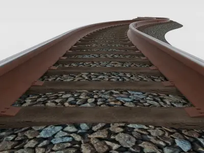 Railroad Tracks Tileable 3D model