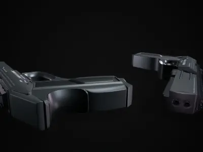 Q-Fang Futuristic Pistol  Low-poly 3D model