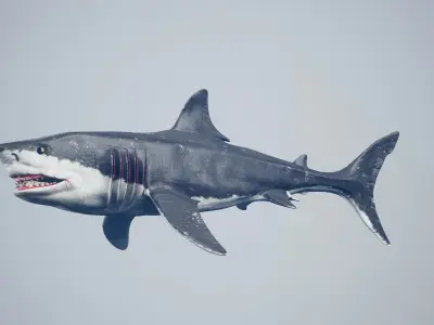 Great White Shark Low-poly 3D model 7