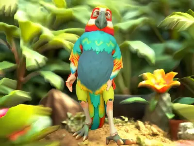 Vibrant Parrot Character model pack Low-poly 3D model