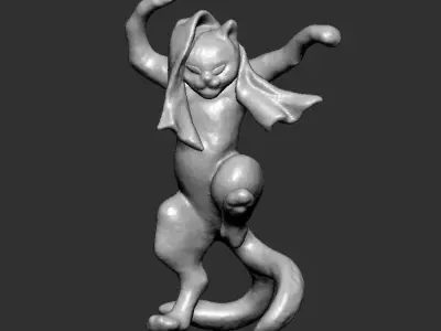 The UKIYOE dancing cat 3D model