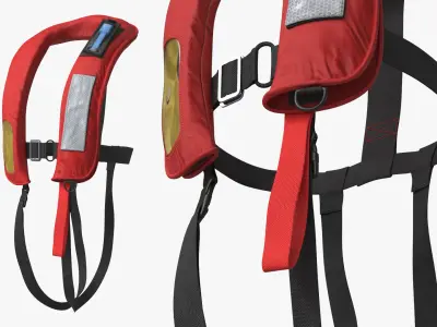  Inflatable Life Jacket with Reflective Panel Red 