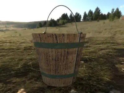 Bucket wooden 3D model purchase