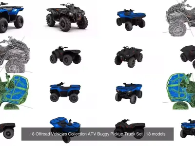 18 Offroad Vehicles Collection ATV Buggy Pickup Truck Set 3D Model Pack