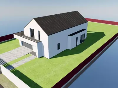 Modern Family House Barn   Minimalist Architectural 3D Model 3D model