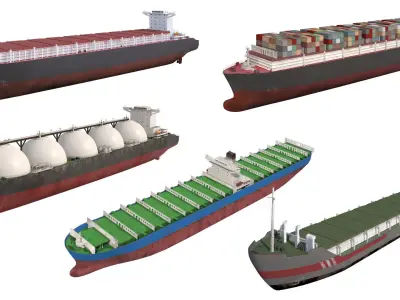 Industrial Cargo Ships Pack 01 Low-poly AP Low-poly 3D model