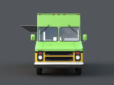 Food truck step van Low-poly 3D model